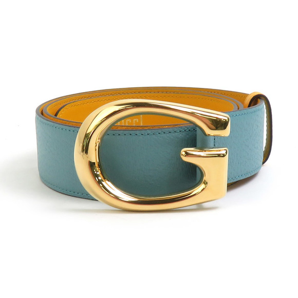 GUCCI Belt Leather Light Blue x Yellow Men's Women's 709954 r10613a - Picture 1 of 5
